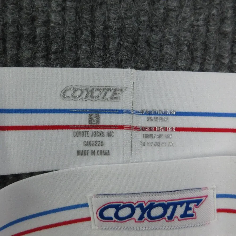 Coyote Jockstrap Mens S White Cotton Spandex Tagless Stretch Striped NWT